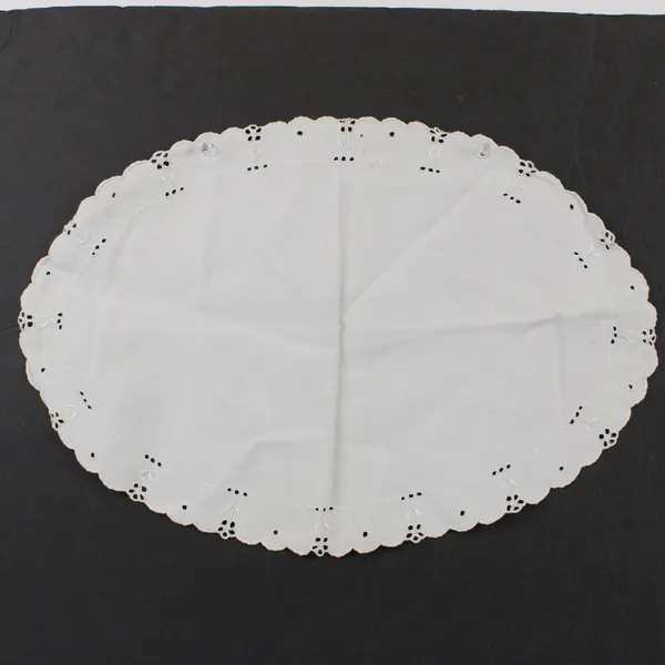 Lot of 2 Oval White Table Doilies Battenburg Lace & Cotton 13x9 16.5x11 in