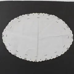 Lot of 2 Oval White Table Doilies Battenburg Lace & Cotton 13x9 16.5x11 in