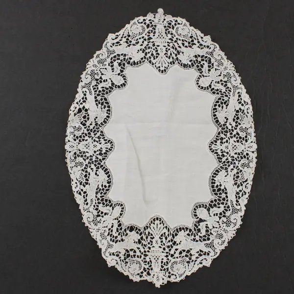 Lot of 2 Oval White Table Doilies Battenburg Lace & Cotton 13x9 16.5x11 in