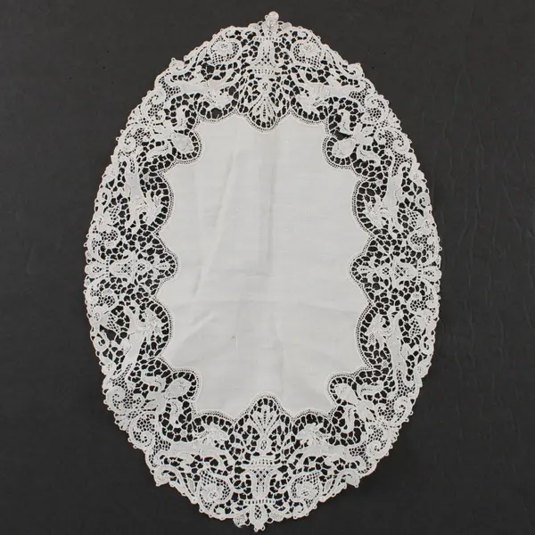 Lot of 2 Oval White Table Doilies Battenburg Lace & Cotton 13x9 16.5x11 in