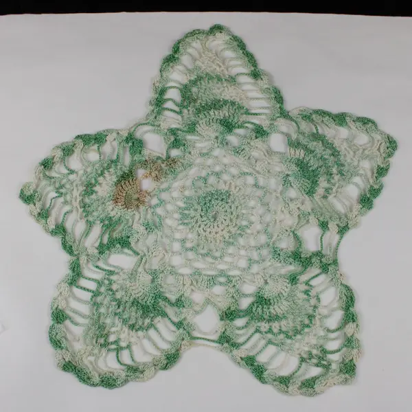 Lot of 2 Handmade Crochet Doilies Green White Cream Lace
