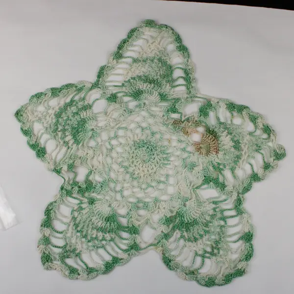 Lot of 2 Handmade Crochet Doilies Green White Cream Lace