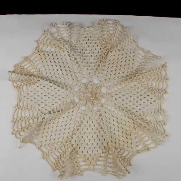 Lot of 2 Handmade Crochet Doilies Green White Cream Lace
