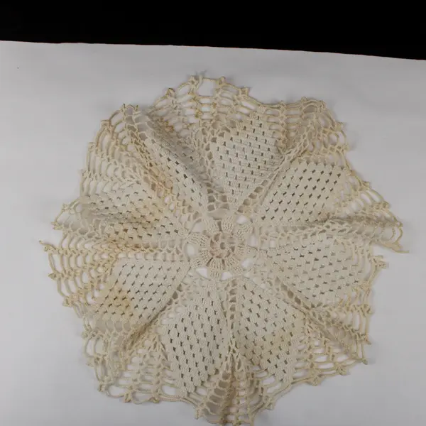 Lot of 2 Handmade Crochet Doilies Green White Cream Lace