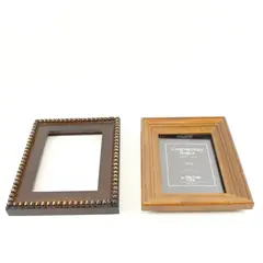 Lot of 2 Poly-Craft F137 Slim-Line 5x7 Picture Frames, 1 Beaded No Glass