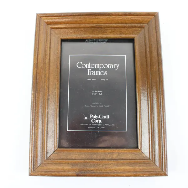 Lot of 2 Poly-Craft F137 Slim-Line 5x7 Picture Frames, 1 Beaded No Glass