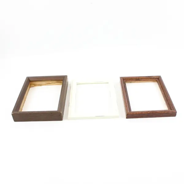 Lot of 3 Assorted Wood and White Open Back Picture Frames
