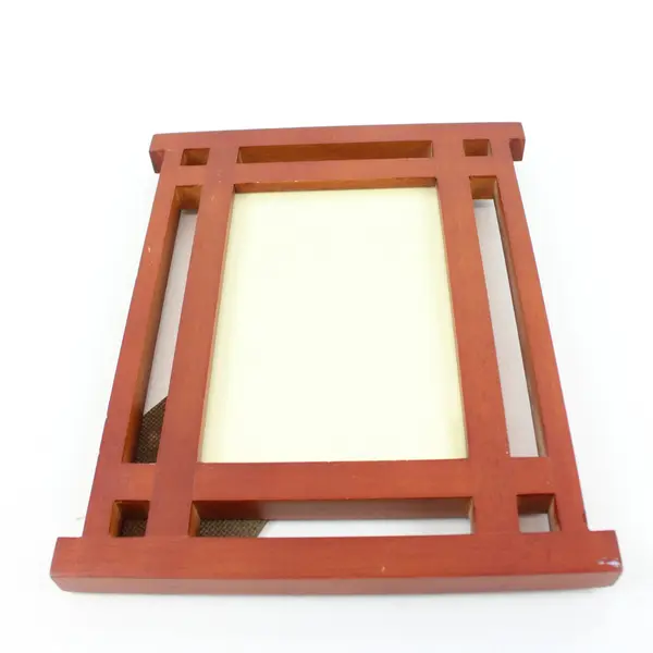 Lot of 2 Wooden and Silver Metal Picture Frames