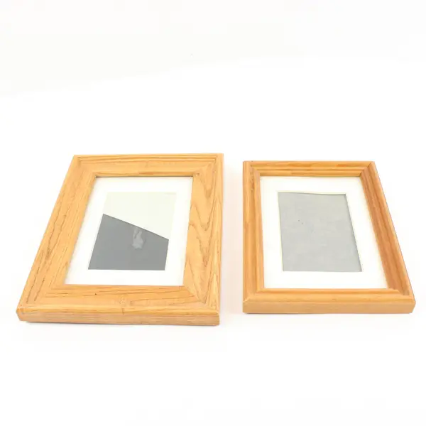 Solid Wood Picture Frames Lot of 2 Natural Finish White Mat
