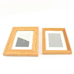 Solid Wood Picture Frames Lot of 2 Natural Finish White Mat
