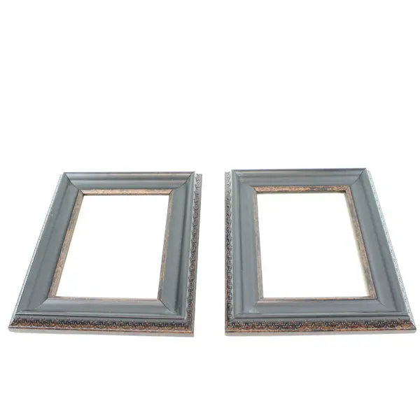 Pair of Black Ornate Picture Frames Beveled Textured Decorative 5x7