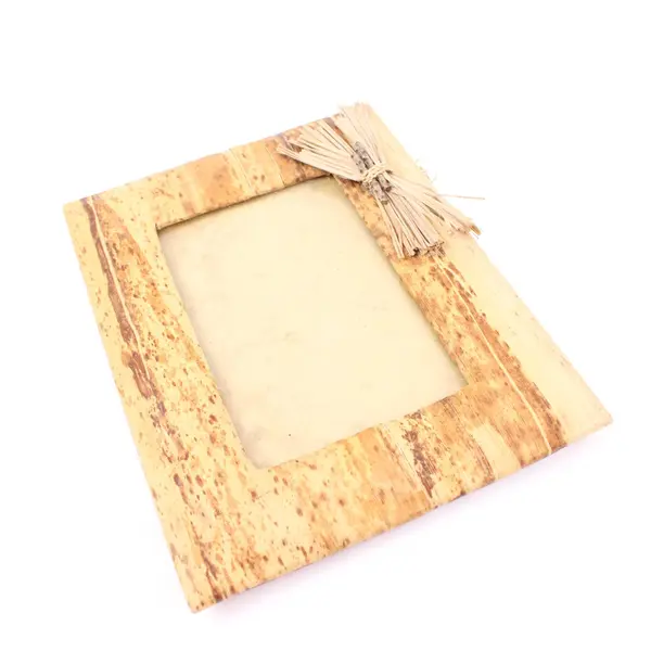 Lot of 2 Picture Frames Banana Leaf Birch Bark & Brown