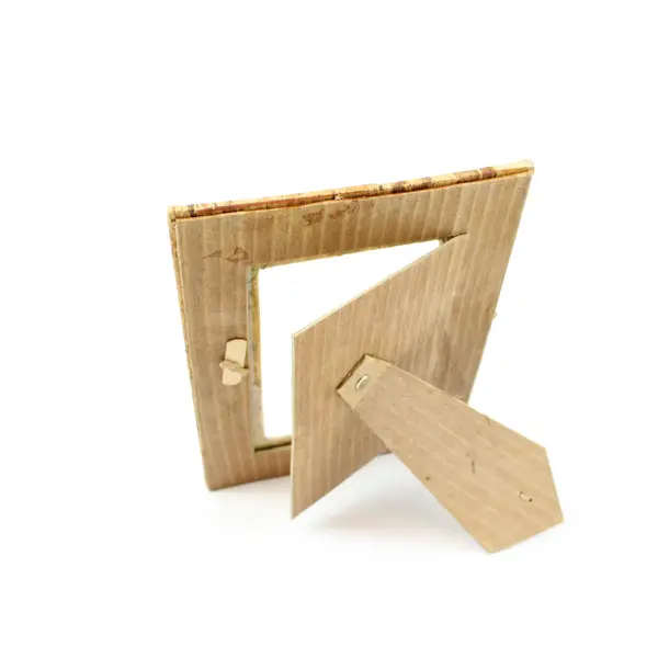 Lot of 2 Picture Frames Banana Leaf Birch Bark & Brown