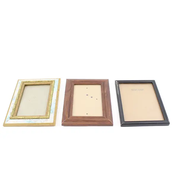 Lot of 3 Picture Frames 5x7 & 3.5x5.5 Wood Black Distressed Gold/Pale Blue