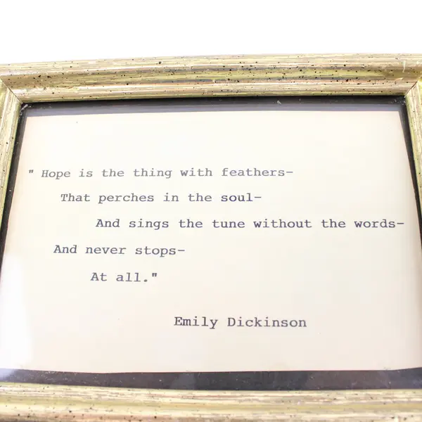 Framed Emily Dickinson Hope Is the Thing With Feathers Poem Quote 8x6"