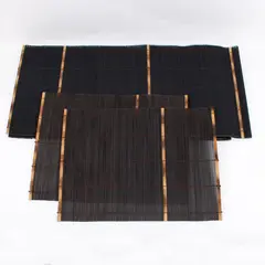3 Piece Black Bamboo Table Runner & Placemat Set Dining Decor