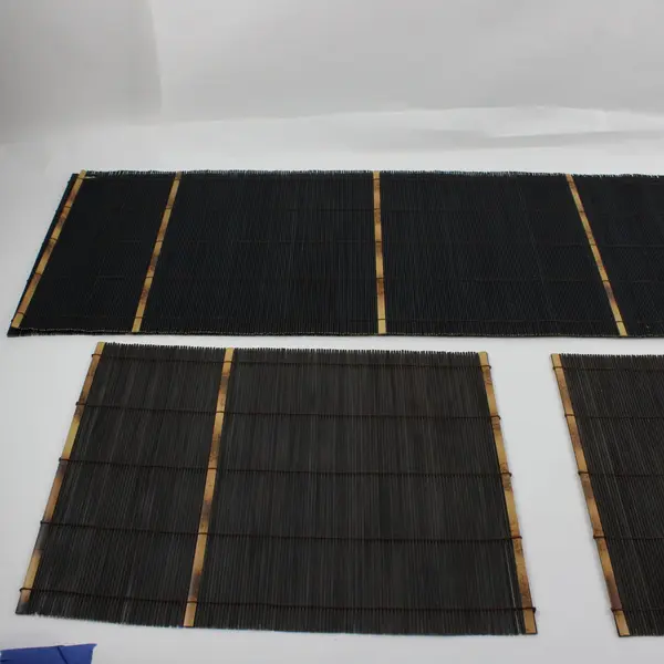 3 Piece Black Bamboo Table Runner & Placemat Set Dining Decor