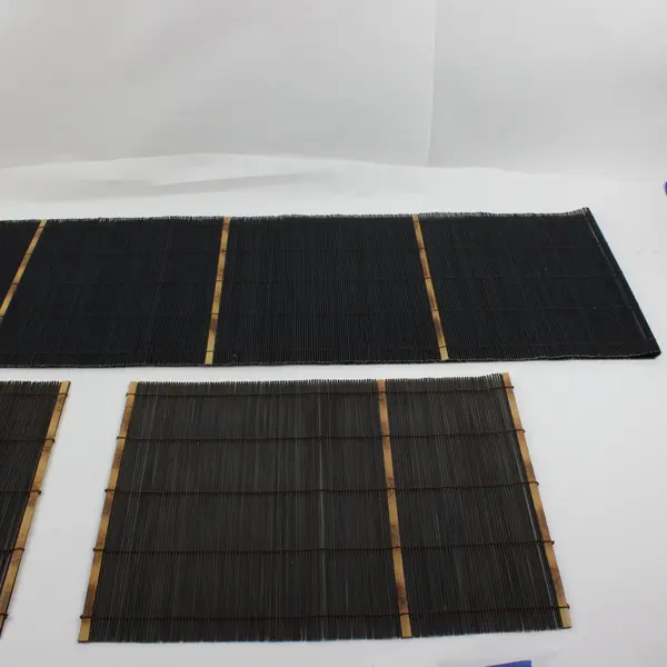 3 Piece Black Bamboo Table Runner & Placemat Set Dining Decor