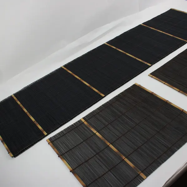 3 Piece Black Bamboo Table Runner & Placemat Set Dining Decor
