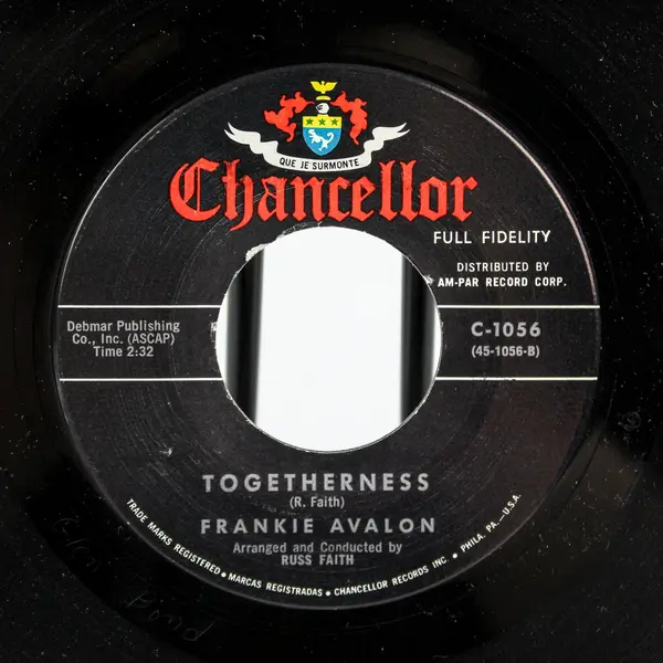 Frankie Avalon Togetherness / Don't Let Love Pass Me By Chancellor C-1056 7"