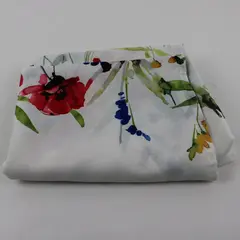 White Multicolor Floral Polyester Tablecloth 82 x 58 Inch