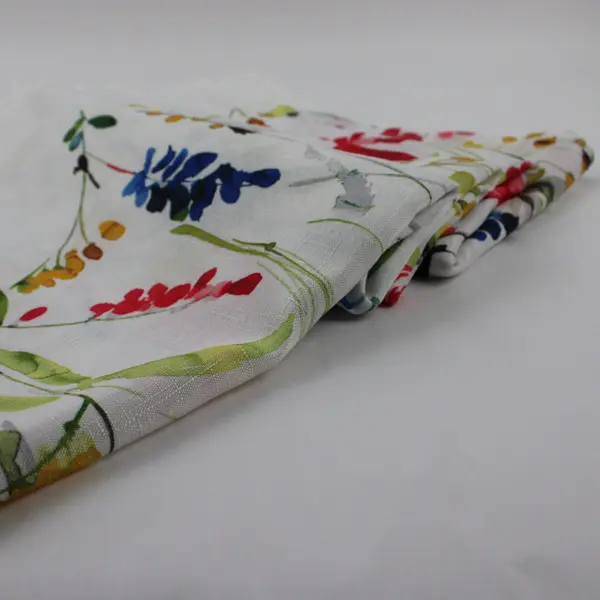 White Multicolor Floral Polyester Tablecloth 82 x 58 Inch