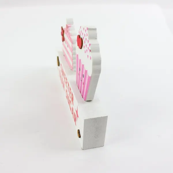 Valentine's Day Wooden Cupcake Cake Slice Display Sweeter Than Sugar Decor