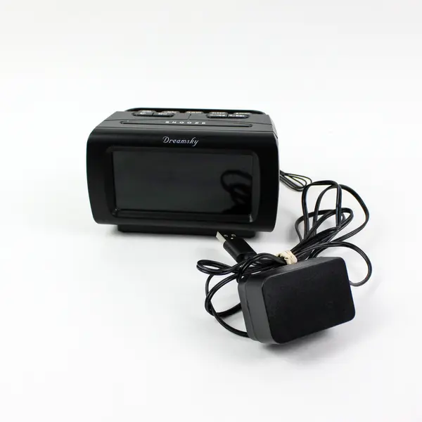 DreamSky Digital Alarm Clock Radio Black Display With Power Adapter Tested