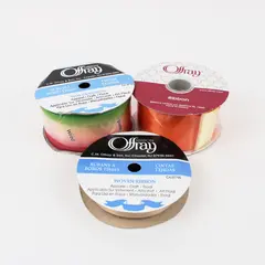 Offray Ribbon Lot of 3 Assorted Woven Ombre Satin Polyester 2 Sealed 1 Used