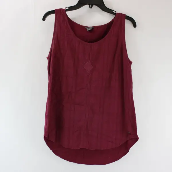 Eddie Bauer Women's Maroon Embroidered Sleeveless Tank Top M Boho Lightweight