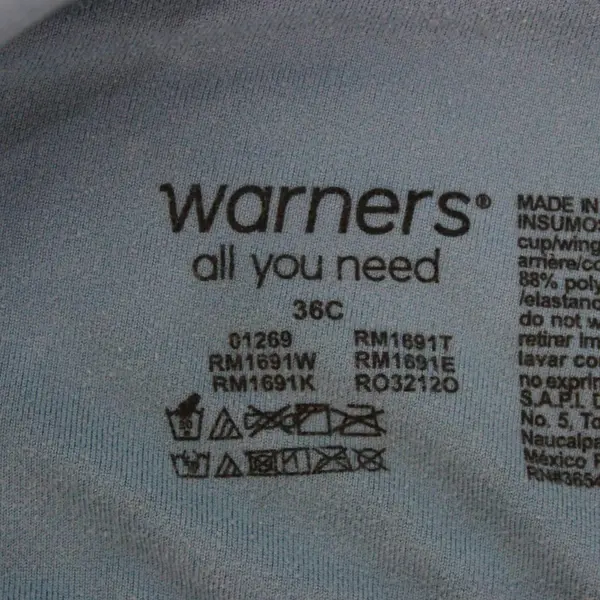 Warners Blue Wireless Bra Women's Size 36C Pre-Owned