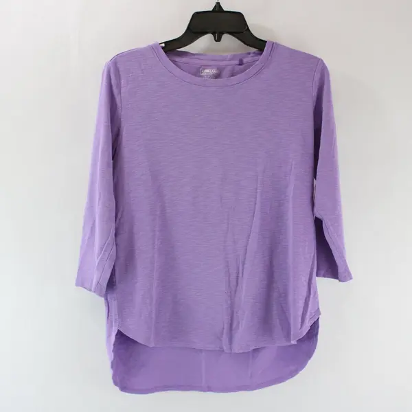 Kirkland Signature Women's Purple Cotton Blend 3/4 Sleeve Shirt S 7991664