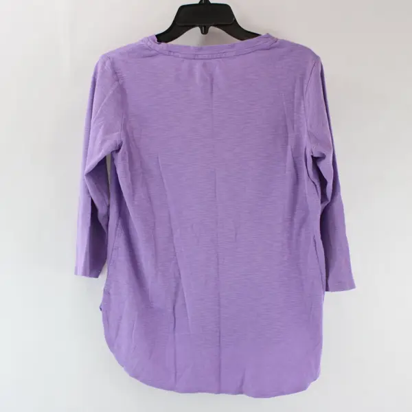 Kirkland Signature Women's Purple Cotton Blend 3/4 Sleeve Shirt S 7991664