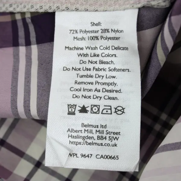 Eddie Bauer Women's Medium Purple Plaid Button Down Tab Sleeve Shirt