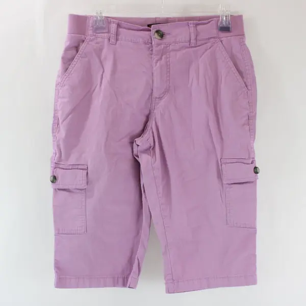 Lee Women's Purple Cargo Shorts Relaxed Fit Mid-Rise Size 8P