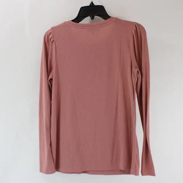Well Worn Women's Pink Pointelle Puff Shoulder Top Small