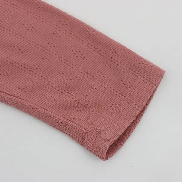 Well Worn Women's Pink Pointelle Puff Shoulder Top Small