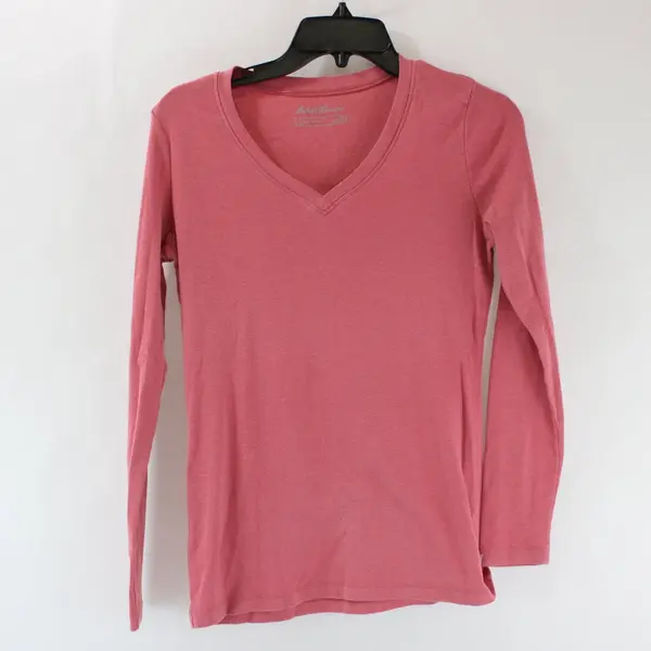 Eddie Bauer Women's Pink Rose Long Sleeve V-Neck Shirt Size M
