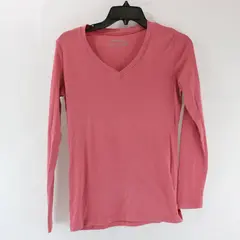 Eddie Bauer Women's Pink Rose Long Sleeve V-Neck Shirt Size M