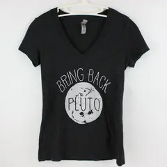 Next Level Apparel Bring Back Pluto Dark Gray V-Neck T-Shirt Small