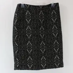Talbots Women's Wool Blend Pencil Skirt Black Gray Knee Length Size 6 FLAWED