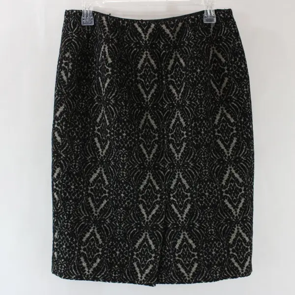 Talbots Women's Wool Blend Pencil Skirt Black Gray Knee Length Size 6 FLAWED