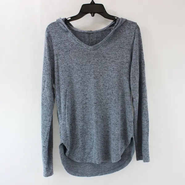 Crew Knitwear Women's Gray Marled Knit Lightweight Hoodie Top Size M