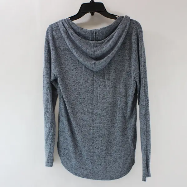 Crew Knitwear Women's Gray Marled Knit Lightweight Hoodie Top Size M