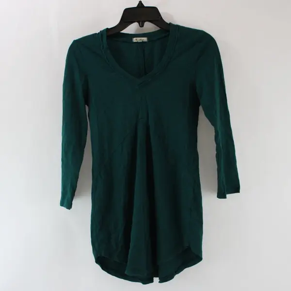 Mod-O-Doc Women's Small Forest Green V-Neck Full Sleeve Top 445-17746