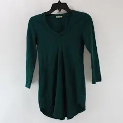 Mod-O-Doc Women's Small Forest Green V-Neck Full Sleeve Top 445-17746