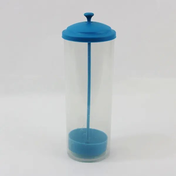 Transparent Straw Dispenser Holder with Blue Lid Weighted Base