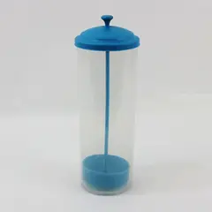 Transparent Straw Dispenser Holder with Blue Lid Weighted Base
