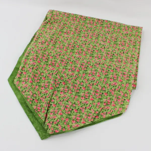 Green Pink Floral Dresser Scarf Table Runner 12 x 56 Inch