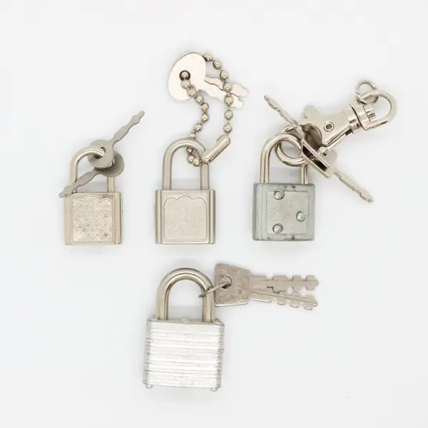 Lot of 4 Assorted Unbranded Padlocks with Keys Hardware 